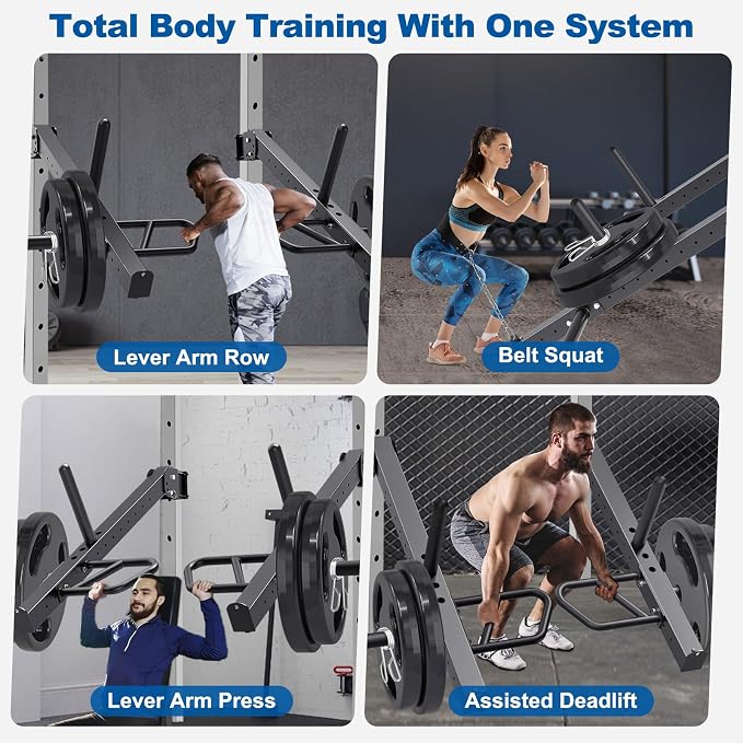 SELEWARE Squat Rack Attachment, Y-Shaped Dip Bar Attachment, Nordic Hamstring Curl Attachment and Lever Arms for 2x2 or 3x3 Power Rack with 5/8" or 1" Hole, Power Cage Accessories for Home Gym