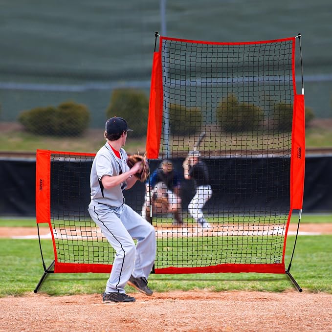 VEVOR Batting Screen - Baseball & Softball Protector with Carry Bag & Ground Stakes, Pitching Net for Pitchers Protection