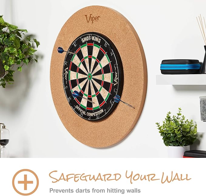 Viper Defender Cork-Lined Dartboard Surround Reversable Wall Protector, Fits 17.75" and 18" Bristle Dartboards, Compression-Fit Tool-Free Easy Mounting, Tan, Round, 28.25" Diameter x 1" Thick