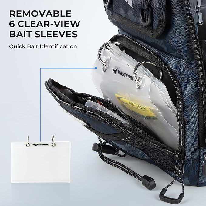 KastKing BaitSpace Fishing Sling Bag, Fishing Backpack with Rod & Beverage Holder, Tackle Bag for Fishing Gear