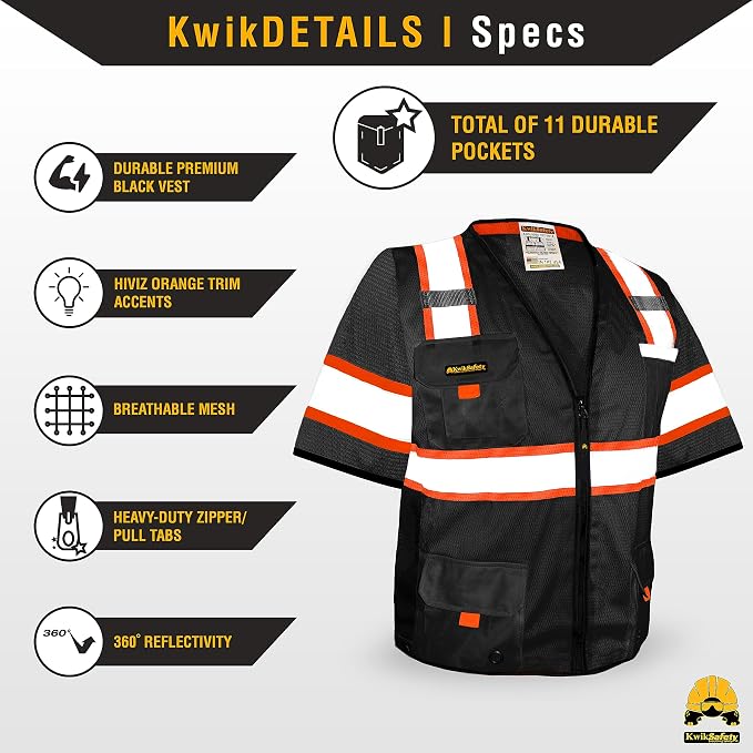KwikSafety - Charlotte, NC - Men's & Women's Class 3 Safety Vest PPE Hi Vis Reflective ANSI OSHA