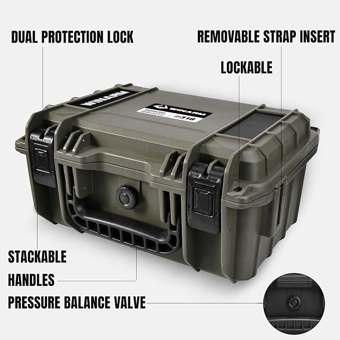 Fishing Reels Storage Case 13 Inches,Heavy Duty Waterproof Fishing Wheel Protective Hard Case, Tackle Collection Holder Box, 6pcs Adjustable Shockproof Dividers (Green)