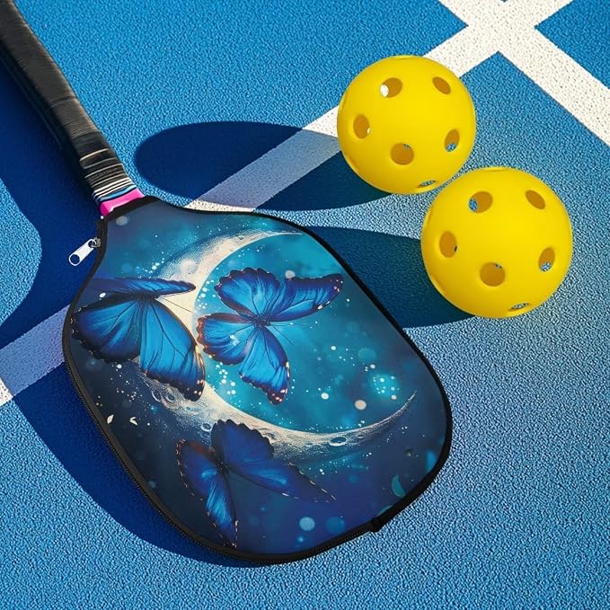 Butterfly Moon Neoprene Pickleball Paddle Covers Only Racquet Cover Pickle Ball Storage Bag Set of 2 Compatible with Most Usapa Standard Pickleball Case for Pandles Women Men