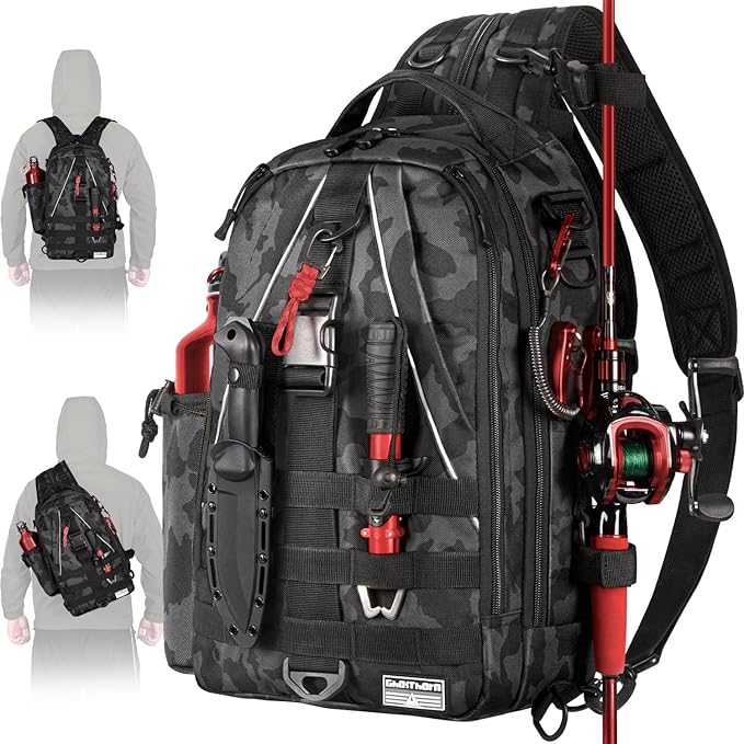Ghosthorn Fishing Backpack Waterproof Tackle Bag Sling Bag Gift