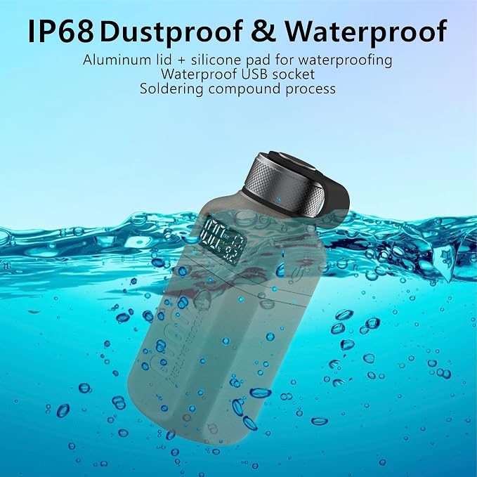 20,000mAh Rugged Power Bank with Fast Charge USB-C PD, IP68 Waterproof Shockproof, Includes 420lm Bright Camping Lantern, Tactical Outdoor Charger for Hiking Camping Survival Emergency（Grey）