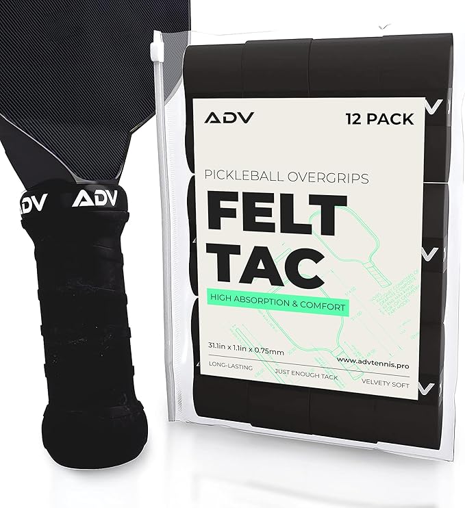 ADV Felttac Pickleball Grip Tape - 3, 6, 12, 30 Pack - Soft, Very Durable, Sweat Absorbing Pickleball Overgrip Tape - Dry & Comfortable Pickleball Paddle Grip Tape - Easy to Use & Easy to Install