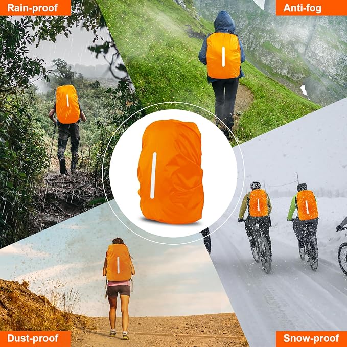 LAMA Waterproof Rain Cover for Backpack, Reflective Rucksack Rain Cover for Anti-Dust/Anti-Theft/Bicycling/Hiking/Camping/Traveling/Outdoor Activities,S Size (for 18L-25L Backpack), 1 Pcs Orange