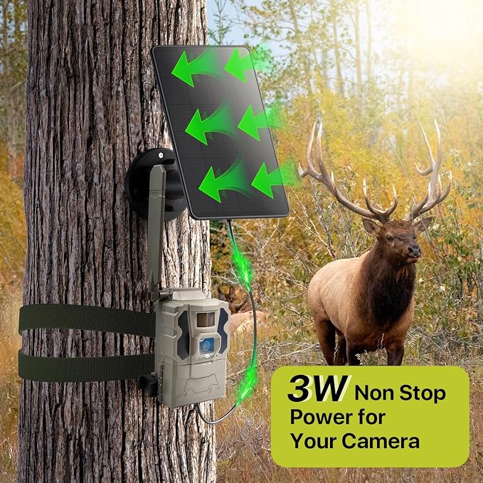 Trail Camera Solar Panel with Battery 5000mAh LIYVZ 3W Hunting Solar 2 Pack | DC 6V/12V Multi-voltage Output, 360° Adjustable, IP66, Perfect for Hunters / Wildlife Research / Remote Monitoring