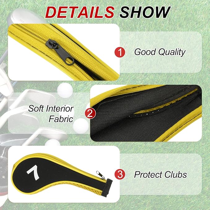 PATIKIL Golf Club Head Cover, Number Golf Club Irons Covers Neoprene Driver Headcover Golf Lovers Gifts
