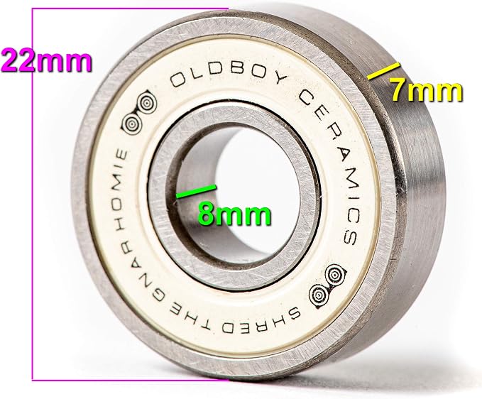 Oldboy Premium Skateboard Bearings, Set of 8 Bearings for Skateboards, Longboards, Inline Skates, Rollerblades, Super Lube Ball Bearings, Skateboard Accessories