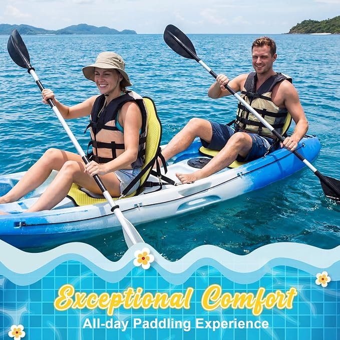 Vinsot Kayak Seat Cushion Universal Paddle Board Seat with Back Support Adjustable Non Slip Boat Chair Seats with 4 Straps and Storage Bag for Kayak Boat Sup Canoe