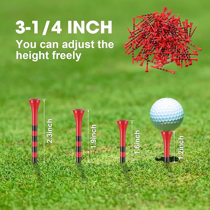 Vinsot 1000 Pcs Golf Tees Bulk 3-1/4'' Wooden Tees for Driving Range, Golf Club Accessories for Men Dad