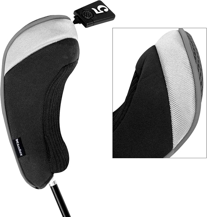 Andux 3pcs/Set Golf 460cc Driver Fairway Wood Club Head Covers | with interchangeable NO. Tags | Mesh Breathable material | Short Neck | Coloured Piping | Pull-On Closure