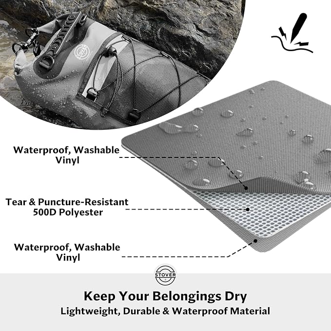 STOVER 5/10/25/30/40/55L Waterproof Dry Bag- Roll-Top Backpack w/Phone Case- Kayaking, Hiking, Camping, Boating- Men/Women