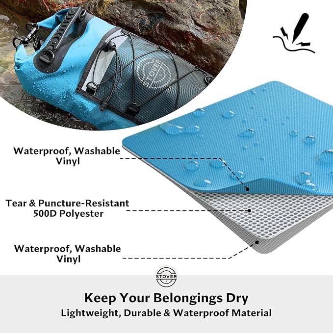 STOVER 5/10/25/30/40/55L Waterproof Dry Bag- Roll-Top Backpack w/Phone Case- Kayaking, Hiking, Camping, Boating- Men/Women