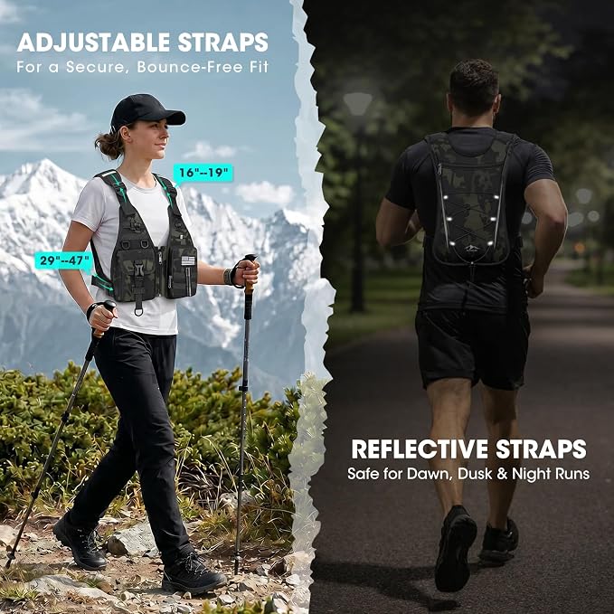 RAINSMORE Hydration Backpack with 2L Water Bladder, Lightweight Running Vest for Men Women, Adjustable Water Chest Pack for Hiking, Cycling, Marathon