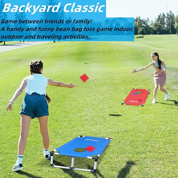 Portable Cornhole Set with 2 Collapsible Cornhole Boards, 8 Cornhole Bean Bags and Carrying Case for Yard Toss Game, Indoor Outdoor Camping Games for Family Parties (3 x 2-feet)