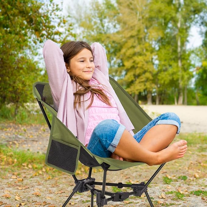 MOON LENCE Portable Camping Chair Backpacking Chair - The 4th Generation Ultralight Folding Chair - Compact, Lightweight Foldable Chairs for Hiking Mountaineering, Beach (Green-2Pack)