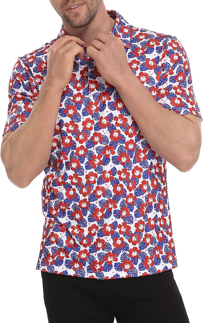 LRD Golf Shirts for Men UPF 50 Moisture Wicking Short Sleeve Polo Shirt