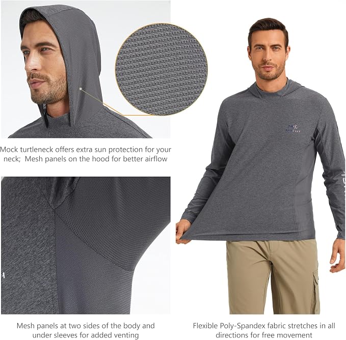 BASSDASH Men’s UPF 50+ Graphic Fishing Hoodie Shirts UV Sun Protection Long Sleeve Moisture Wicking Performance FS48M