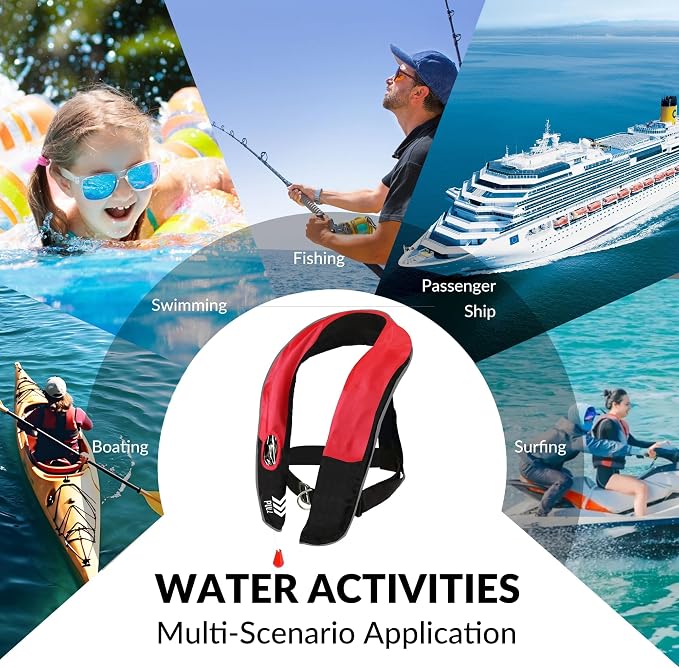 Automatic Inflatable Life Jackets for Adults Life Vests PFD Low Profile Load Capacity Up to 330lbs