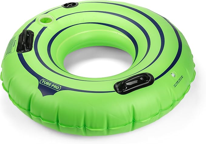 Tube Pro Green 44" Premium River Tube with Cupholder- Heavy Duty, Commercial Grade