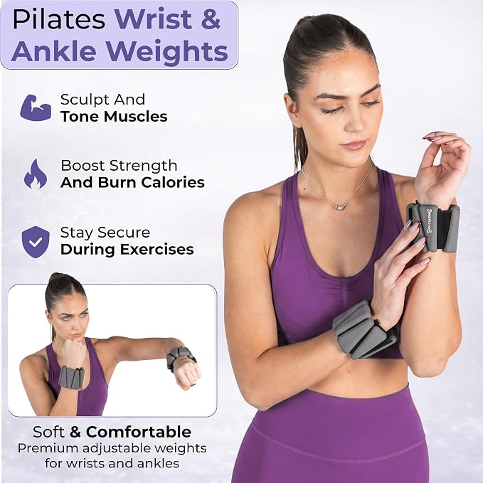 Pilates Ring Kit with Video Workout Guide, Studio Grade Anti-Deformation Pilates Kit with Ankle Weights for Women, Pilates Equipment Set for Beginner with Pilates Essentials kit for Women