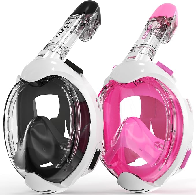 G2RISE Kids Snorkel Mask Full Face Snorkel Set, Snorkeling Gear for Kids with 180 Degree Panoramic View, Anti-Leak & Anti-Fog