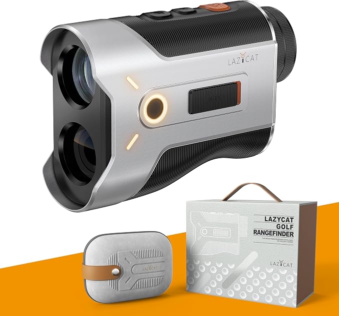 LAZYCAT Golf Rangefinder with Slope,1200 Yards Laser Range Finder Golfing Dimmable,Range Finder Golf 7X Magnification,Flag Lock Vibration,Measure Speed,Rechargeable with Magnet,Golf Gifts for Men