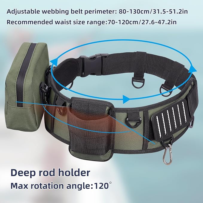 PELLOR Fishing Belt Rod Holder Adjustable Fishing Wading Belt