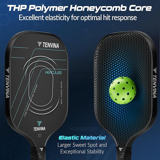 TENVINA Pickleball Paddles, Multi-Layer T700SC Textured Carbon Fiber Pickleball Paddle, Pickle Ball Paddle with Strong Spin & Power Surface, 4-Types of Shapes and Thicknesses, USAPA Approved
