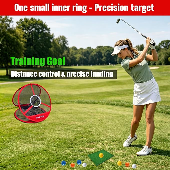 Pop Up 3-in-1 Golf Chipping Net – Circular Design for Relaxed Training, 3 Modes for Precision & Distance, Ideal Indoor/Outdoor Practice Kit, Golfer Gift