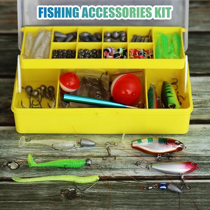 326 Pcs Fishing Tackle Box Kit – Complete Fishing Gear Set with Lures, Hooks & Spoons for Freshwater & Saltwater | Bass Fishing Kit | Fishing Gifts for Men | Fishing Equipment for Beginners