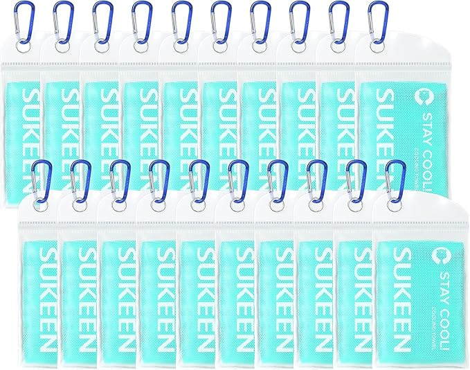 Sukeen Cooling Towel 20 Pack (40"x12") Ice Towel,Bulk Breathable Chilly Twoles,Microfiber Towel for Neck Face for Yoga,Sport,Running,Gym,Workout,Camping,Fitness,Travel & More Activities, Macaron Blue