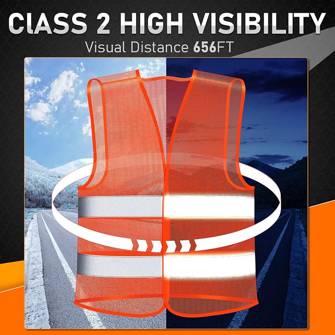 Unittype Reflective Safety Vests Hi Vis Work Vest Mesh High Visibility Silver Strip Adjustable Size for Men Women Outdoor