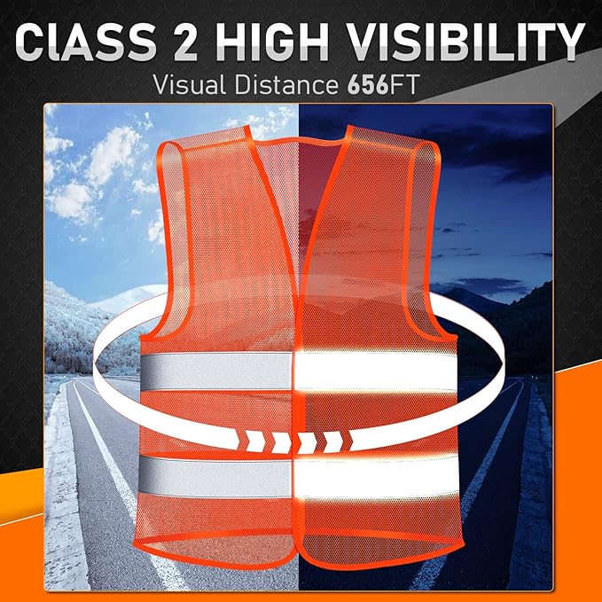 Unittype Reflective Safety Vests Hi Vis Work Vest Mesh High Visibility Silver Strip Adjustable Size for Men Women Outdoor
