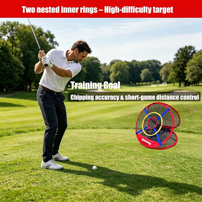 Pop Up 3-in-1 Golf Chipping Net – Circular Design for Relaxed Training, 3 Modes for Precision & Distance, Ideal Indoor/Outdoor Practice Kit, Golfer Gift