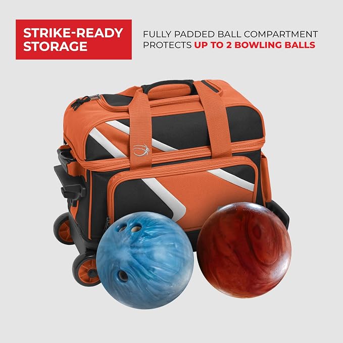 BSI Dash Roller Bowling Bag with Smooth Rolling Wheels, Padded Ball Compartment, Retractable Locking Handle, & Shoe Pocket