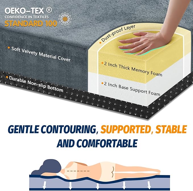 CYMULA Memory Foam Camping Mattress Pad, CertiPUR-US Sleeping Mat, Portable Roll Up Mattress for Adults, Camping Bed Pads for Sleepover, Car Bed with Travel Bag