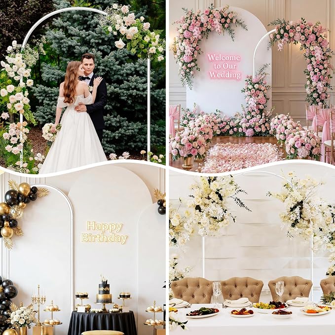 7.2FT Metal Wedding Arch Backdrop Stand,Stable Wedding Arch Frame for Wedding Ceremony Birthday Party Baby Shower Graduation Anniversary Floral Decoration,White