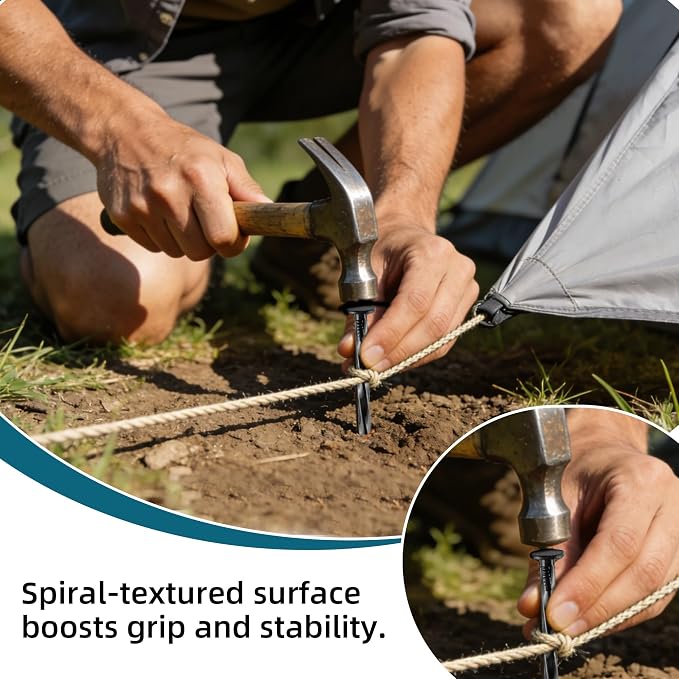 16 Inch Spiral Landscape Stakes, 25 Pack Heavy Duty Metal Ground Anchor Spikes for Paver Edging, Weed Barrier, Camping Tent