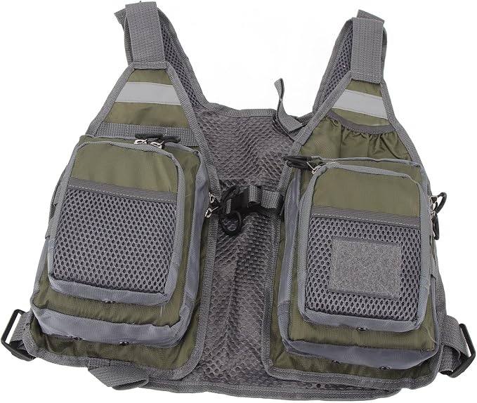 Fly Fishing Vest, Multi Pockets Lightweight Mesh Vest with Adjustable Straps for Men and Women, Breathable Fishing Gear for Trout Travel