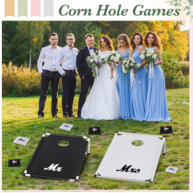 Lunmon Portable Cornhole Games Set, PVC Framed Corn Holes Kit-2 Cornhole Boards, 8 Corn Hole Bean Bags and Carrying Case for Game Beach Yard Indoor Outdoor Camping Party