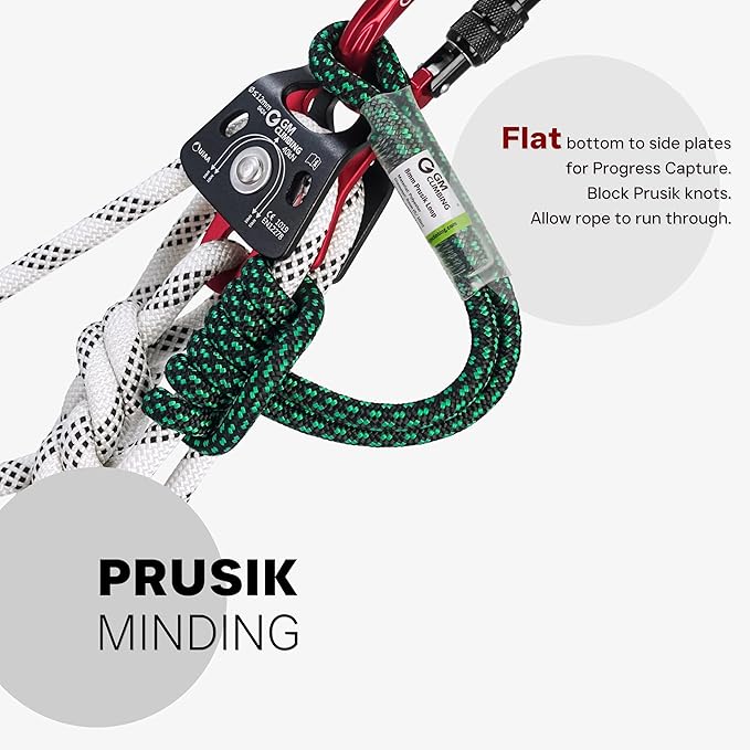 GM CLIMBING 40kN Micro Double Pulley Prusik Minding Ball Bearing UIAA CE for Progress Capture System Rigging Hauling Rescue Arborist Tree Climbing