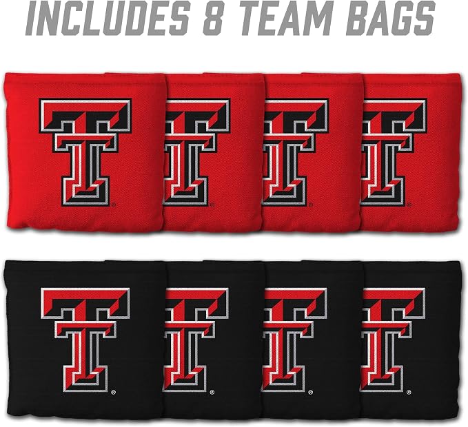 YouTheFan Officially-Licensed NCAA Set of 8 Cornhole Bags - All Weather Dual Sided Slide & Stop - Regulation Size with Carry case