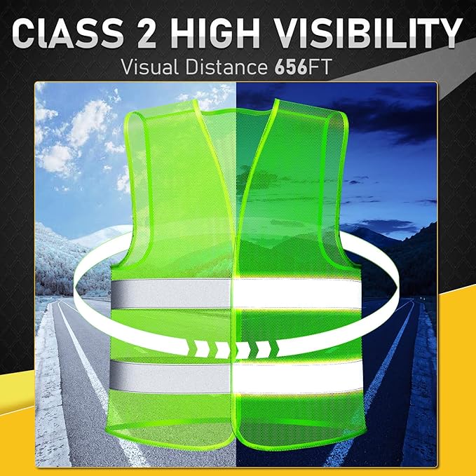 Unittype Reflective Safety Vests Hi Vis Work Vest Mesh High Visibility Silver Strip Adjustable Size for Men Women Outdoor