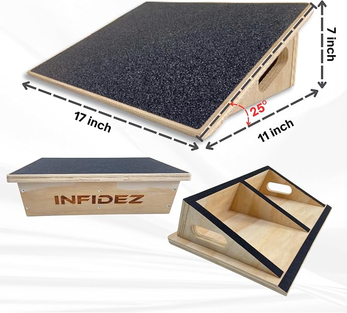 Premium 25 Degree Slant Board for Knees Over Toes, Slant Board for Squats, Incline Squat Board, Physical Therapy and Rehabilitation, Calf Stretcher for Improves Knee Health