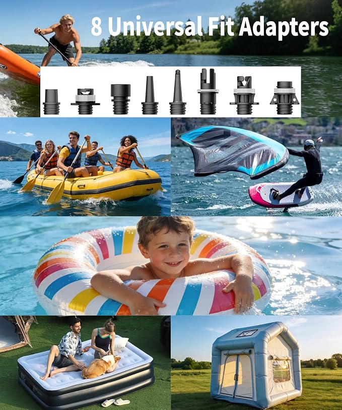 Paddle Board Electric Pump Portable Sup Air Pump with 74WH Rechargeable Battery, 20PSI Cordless Air Compressor with Auto-Off for Inflatable Paddleboard Kayak Boat Kite Wing Tent Raft Dinghy