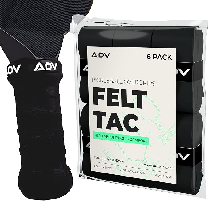 ADV Felttac Pickleball Grip Tape - 3, 6, 12, 30 Pack - Soft, Very Durable, Sweat Absorbing Pickleball Overgrip Tape - Dry & Comfortable Pickleball Paddle Grip Tape - Easy to Use & Easy to Install