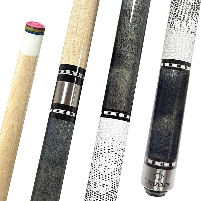 HomeSeason 58in Pool Cue Stick Canadian Maple Wood 13mm Tip - 18oz Perfect for Precision Play, Low Deflection Pool Cue for Enhanced Accuracy